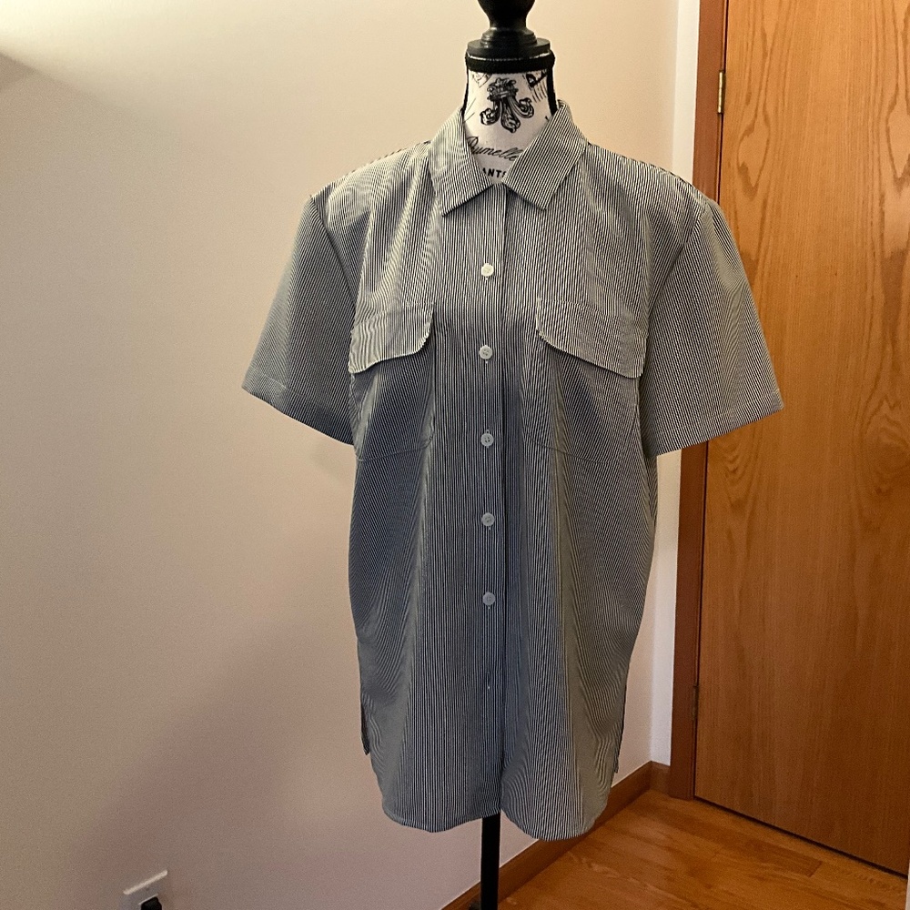 Chaus Business Casual Blouse white/gray/black Size 12